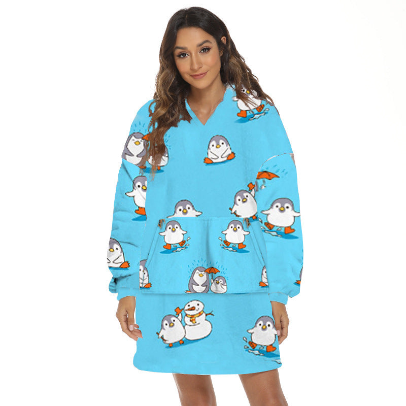 Cartoon Fruit Printed Lazy Blanket Hooded - globaltradeleader