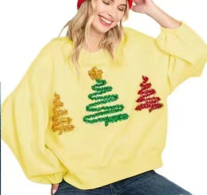 Women's Christmas Tree Casual Pullover Long Sleeve Sweater - globaltradeleader