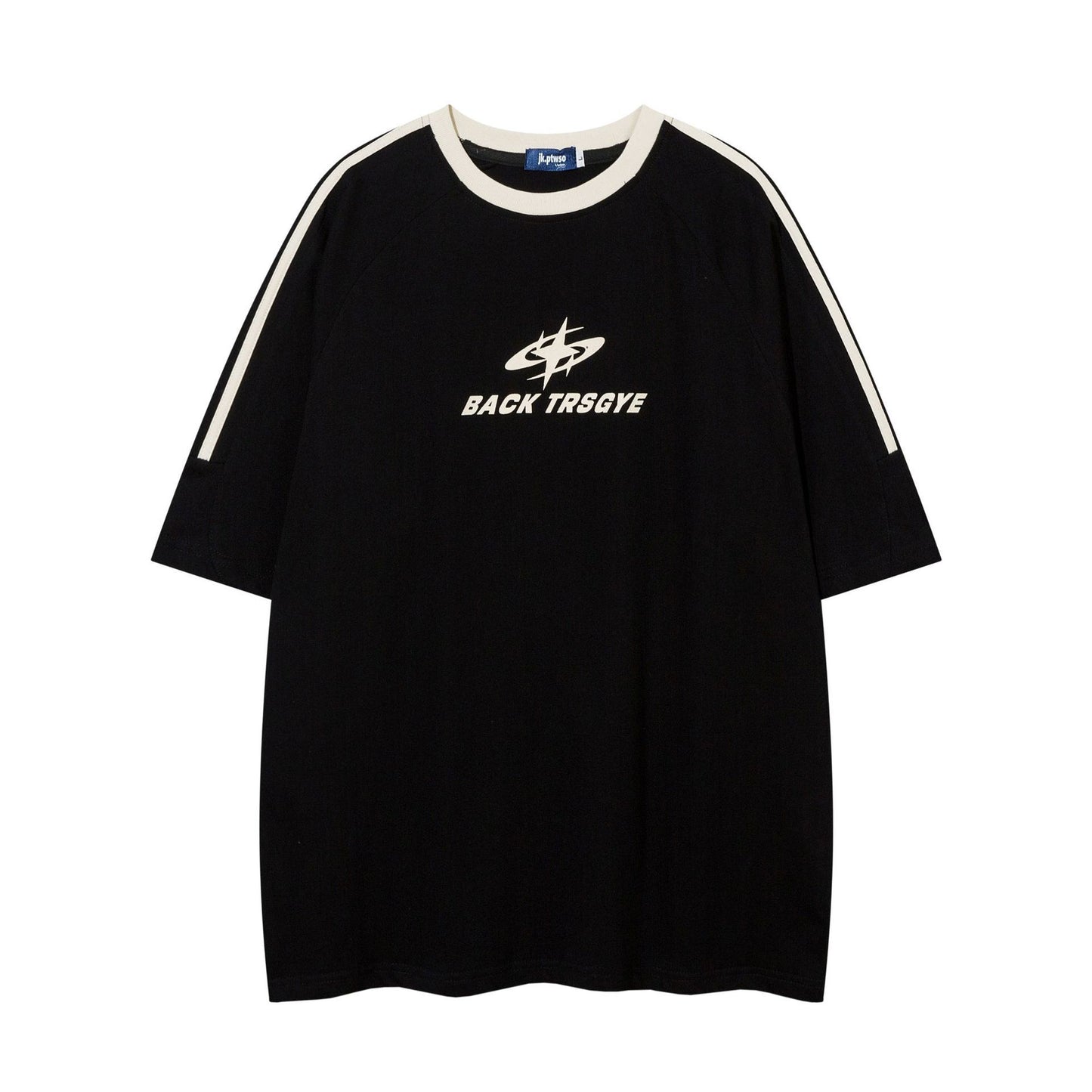 Patchwork Stripes T-shirt Short-sleeved Cotton Sports Top Men - globaltradeleader