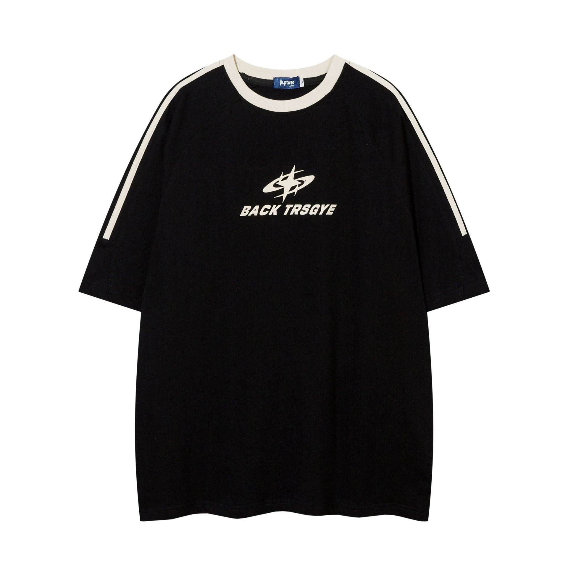 Patchwork Stripes T-shirt Short-sleeved Cotton Sports Top Men - globaltradeleader