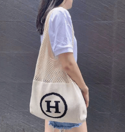 Simple Vintage Cutout Knit Tote Bag