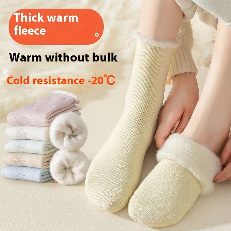 Women's Mid-calf Winter Fleece Lined Padded Warm Keeping Sleeping Floor Cashmere Socks - globaltradeleader