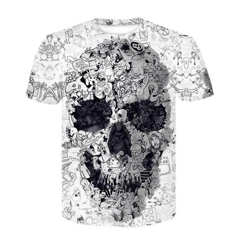 Hip Hop Skull Pattern 3D Printed Short Sleeve Men