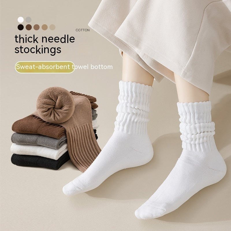 Winter Fleece-lined Thickened Middle Tube Cotton Thermal Terry Long Tube Casual Socks - globaltradeleader