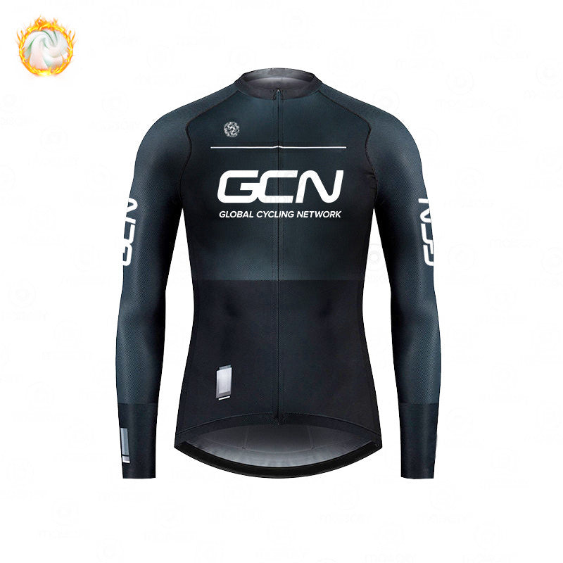 GCN Fleece Long Sleeve Cycling Jersey Cycling Jersey Running MTB Winter New Series