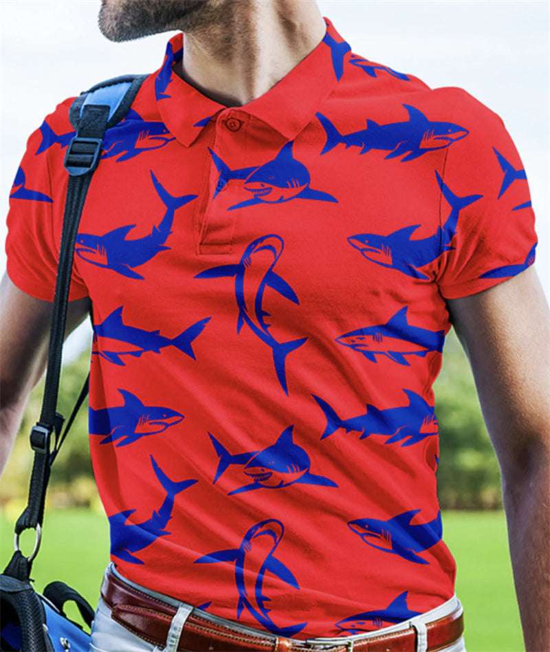 Men's Camouflage 3D Printed PoLo Shirt Fashion Button Lapel Short Sleeves