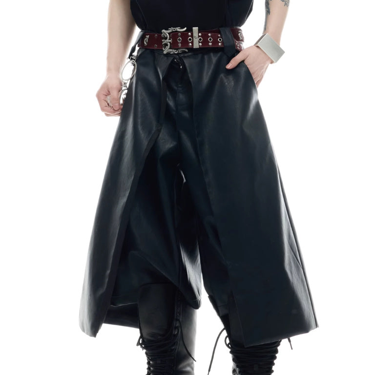 Niche Deconstruction Double-layer Design Sense Leather Pants Loose Style Shorts - globaltradeleader