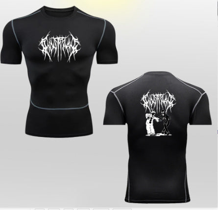 2D Printed Tights T-shirt Quick-drying High Elastic Sports Top Men's Workout Clothes - globaltradeleader