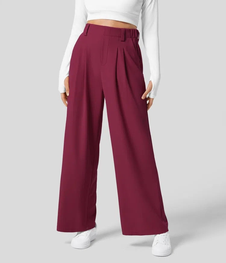 High Waist Straight Loose-fit Tappered Trousers Casual Simple - globaltradeleader
