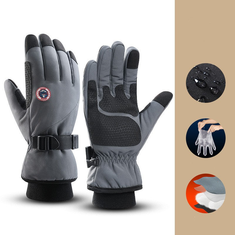 Warm Winter Ski Gloves For Men Outdoor Cycling With Fleece Thickened