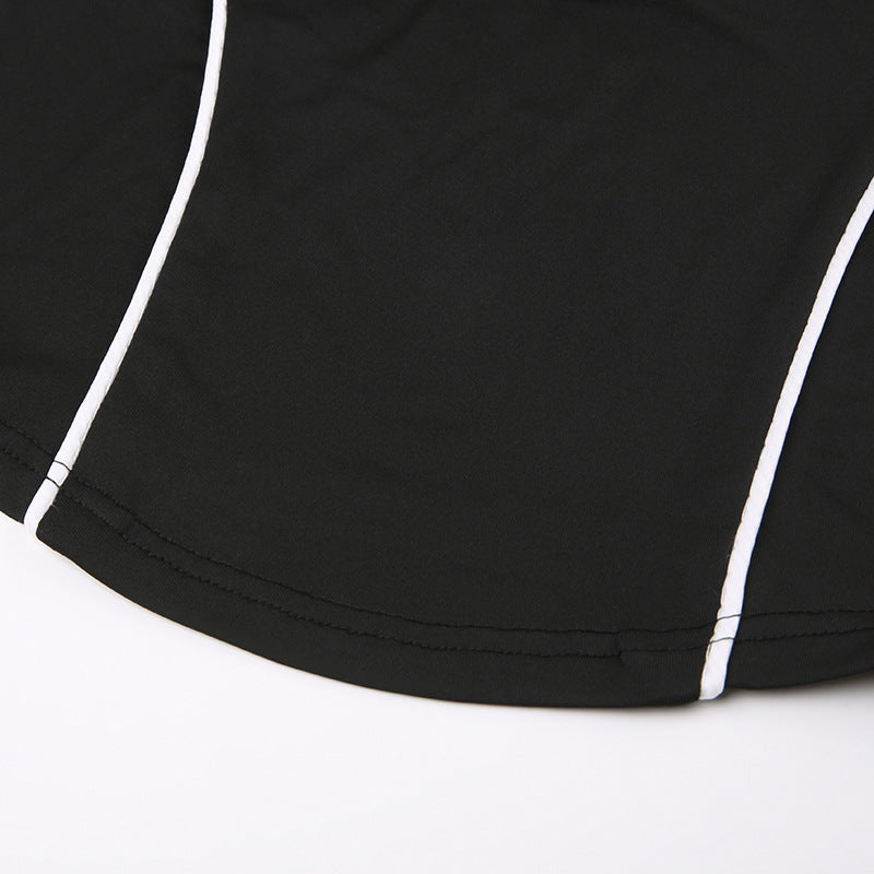 Women's Mechanical Style Color Block Print Invisible Long-sleeve Zipper T-shirt - globaltradeleader