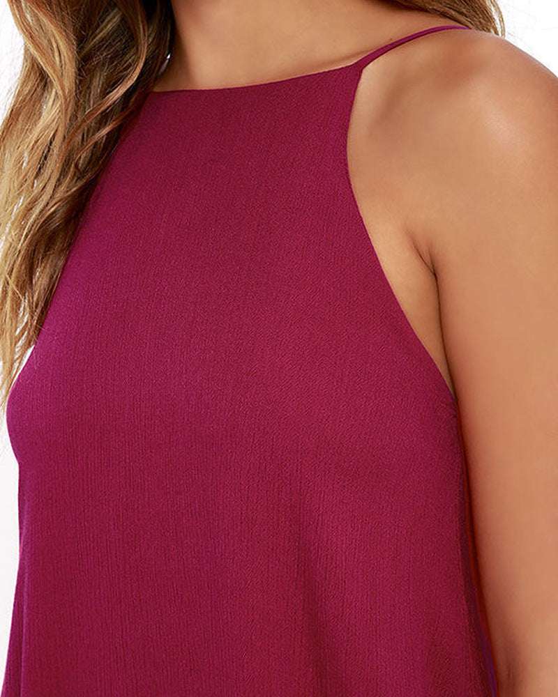 Solid Color Loose Dress Large Swing Backless Suspender Dress - globaltradeleader