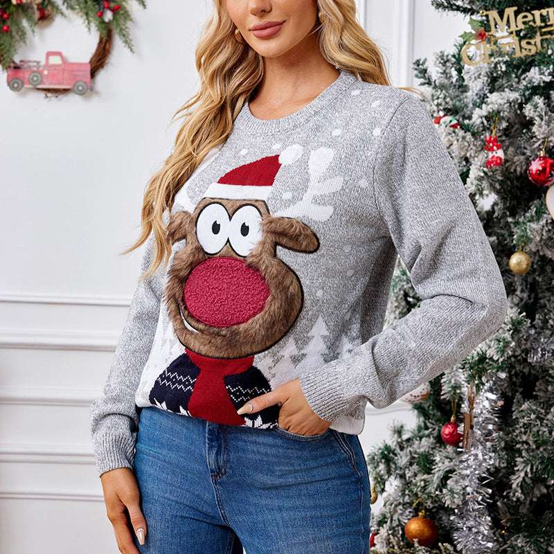 Loose Casual Parent-child Gray Pullover Christmas Sweater