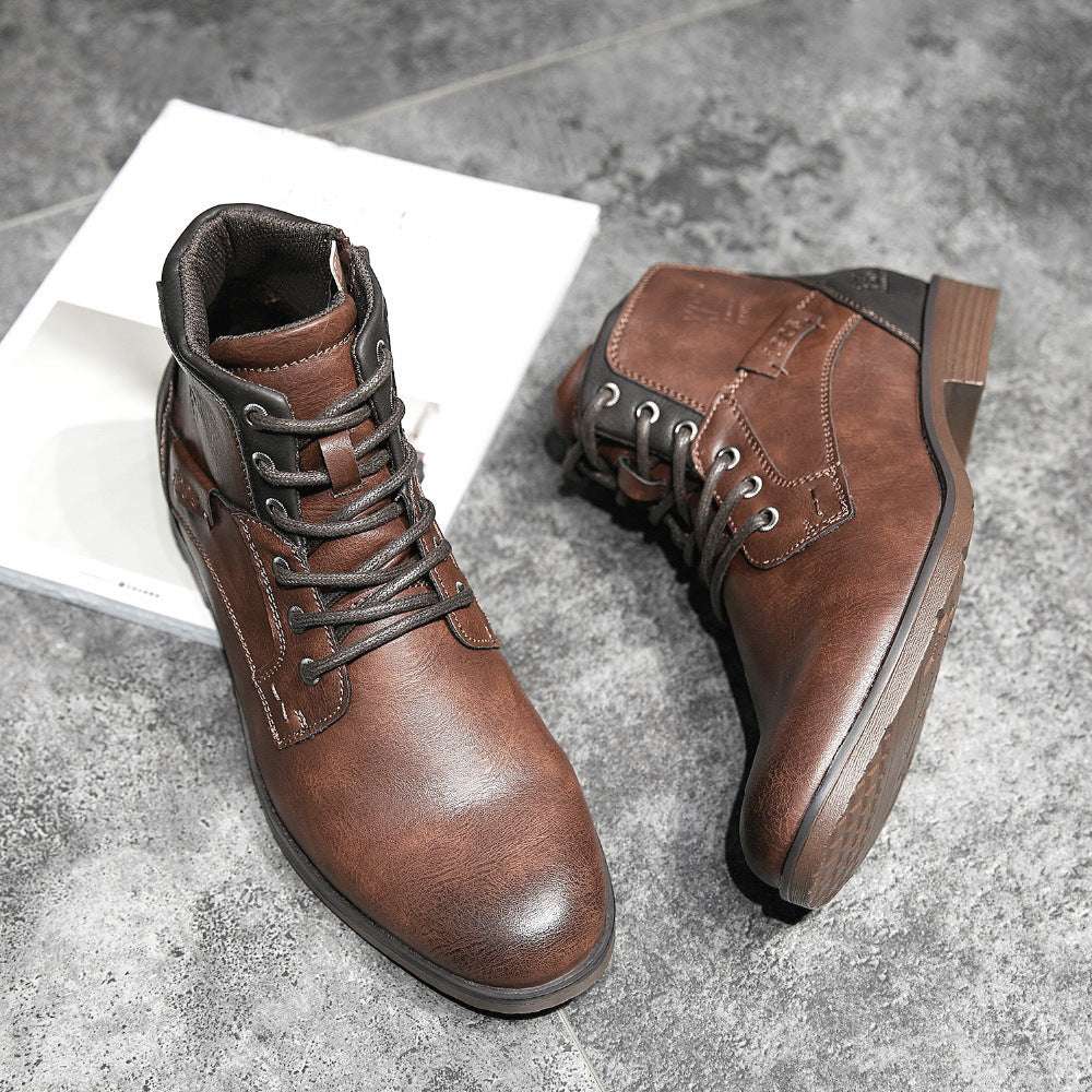 Men Winter Ankle Boots Lace Up Footwear Leather Shoes - globaltradeleader