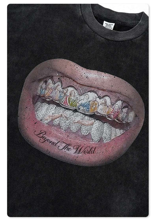 American Retro Graffiti Short Sleeve Men's High Street Printed T-shirt - globaltradeleader