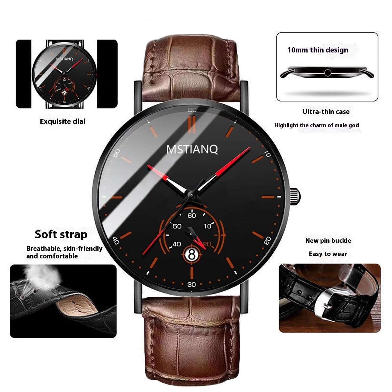 Trade Watch Stylish Black Technology Belt Refined Steel Korean Casual Calendar - globaltradeleader