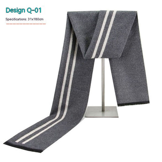 Men's Striped Winter Warm Artificial Cashmere Scarf