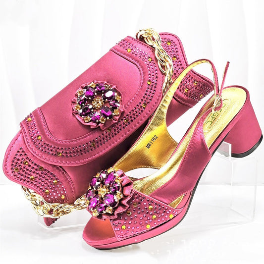 Evening Party With Rhinestone Pointed Toe Shoes Hand Bag Suit - globaltradeleader