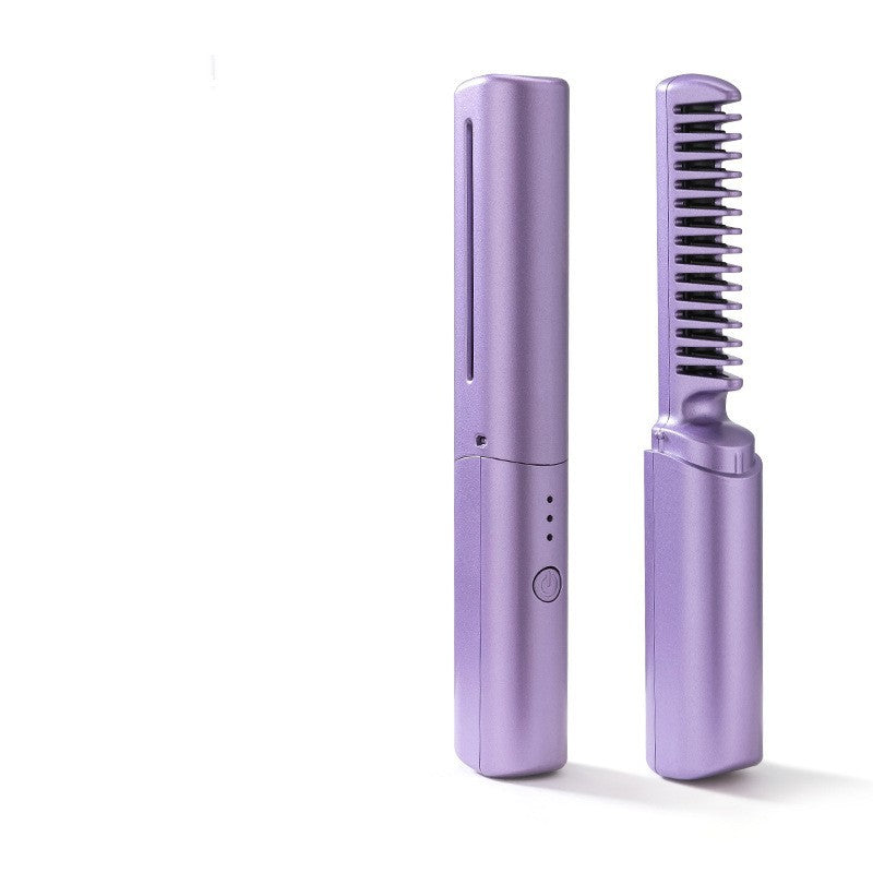 Professional Wireless Hair Straightener Curler Comb Fast Heating Negative Ion Straightening Curling Brush Hair Styling Tools - globaltradeleader