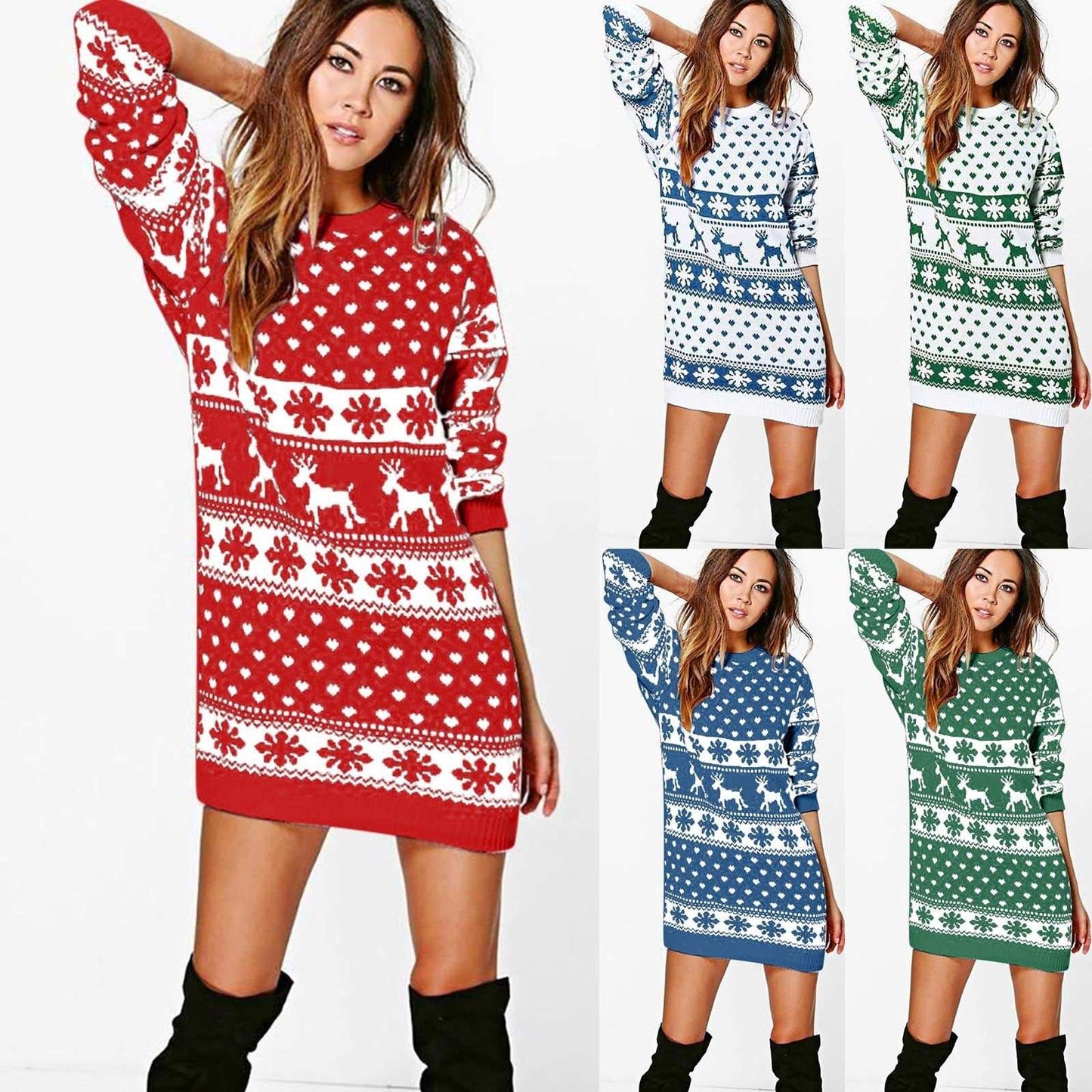 Christmas Print Fashion Long Sleeve Women's Clothing Dress - globaltradeleader