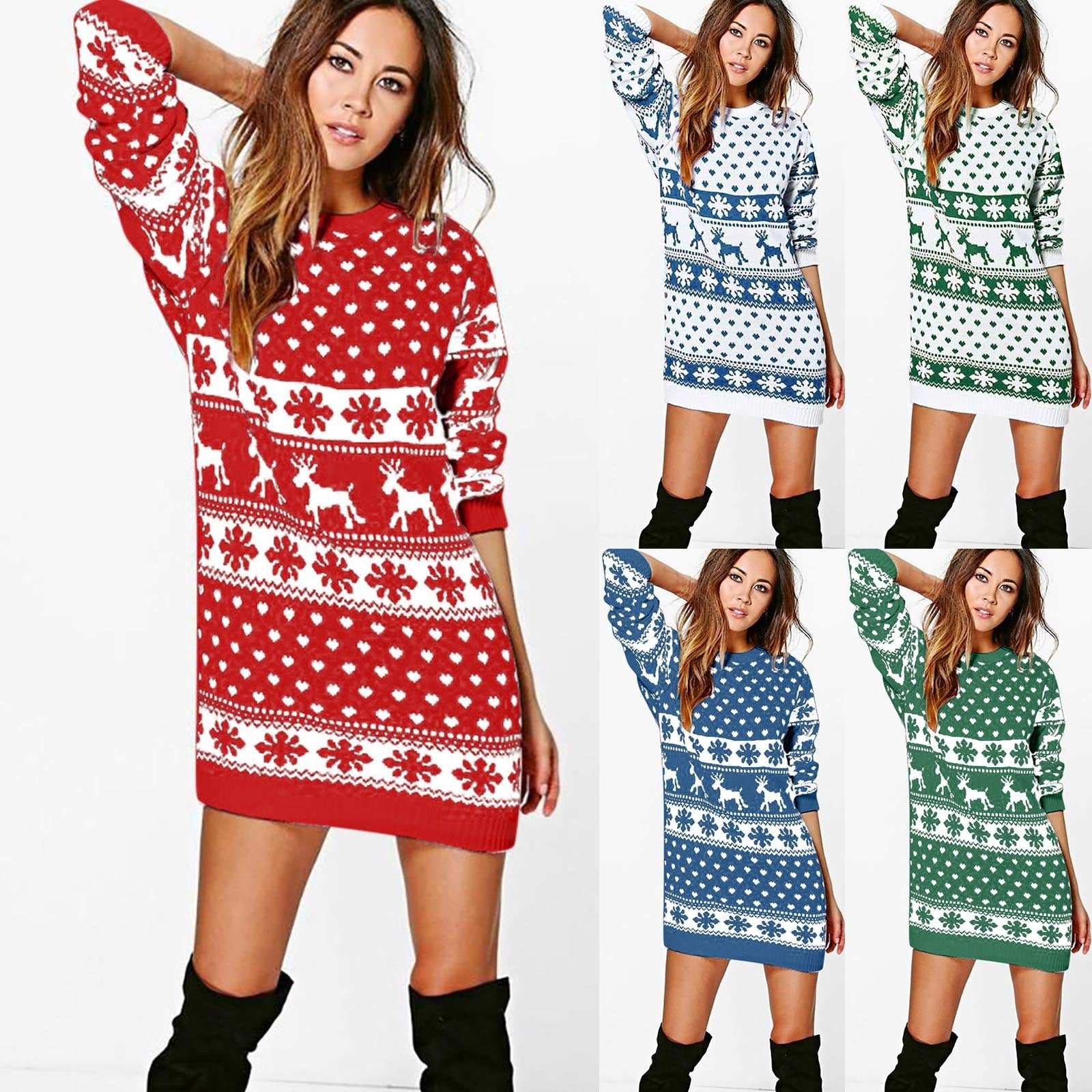 Christmas Print Fashion Long Sleeve Women's Clothing Dress - globaltradeleader