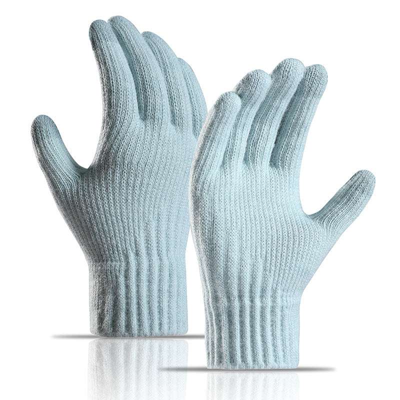Winter Fleece Lined Padded Warm Keeping Knitted Gloves For Women