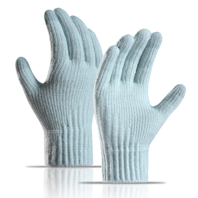 Winter Fleece Lined Padded Warm Keeping Knitted Gloves For Women