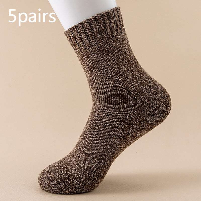Autumn And Winter Fleece Lined Padded Warm Keeping Mid-calf Solid Color Socks - globaltradeleader