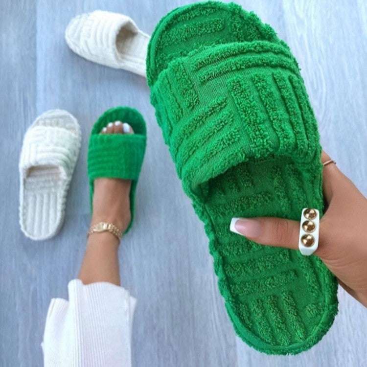 Home Slippers Thick Sole Peep Toe Shoes Women Winter Flip Flops - globaltradeleader