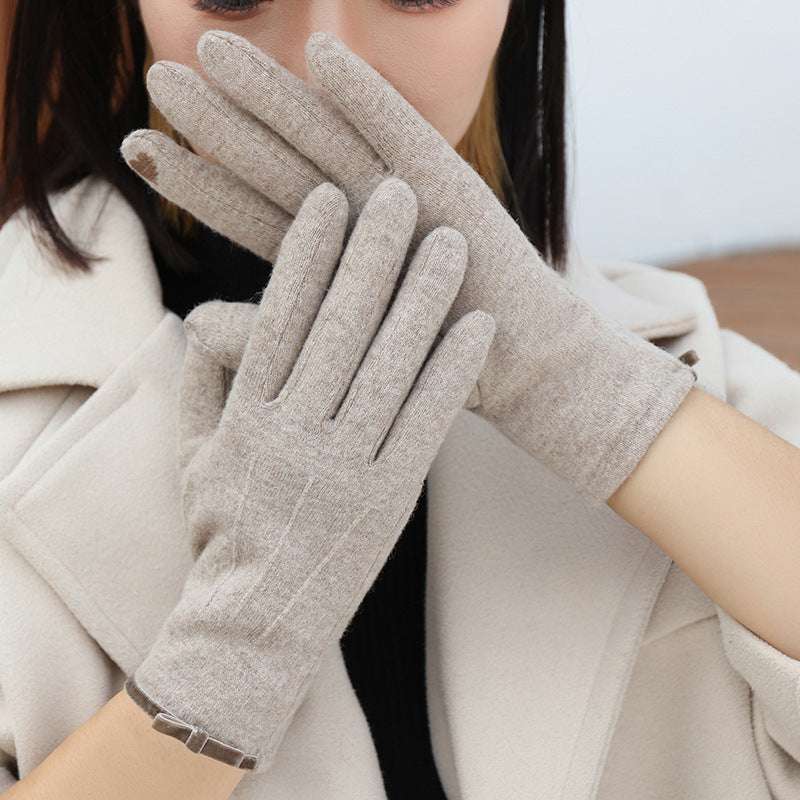 Women's Winter Fleece Lined Padded Warm Keeping Finger Outdoor Gloves - globaltradeleader