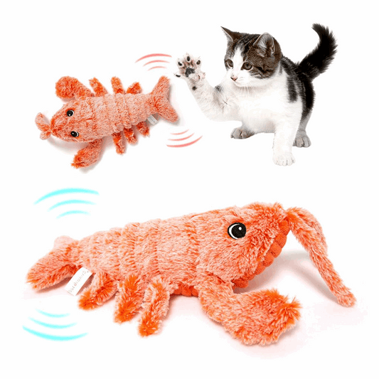 Electric Jumping Shrimp USB Charging Simulation Lobster Funny Cat Plush Toy