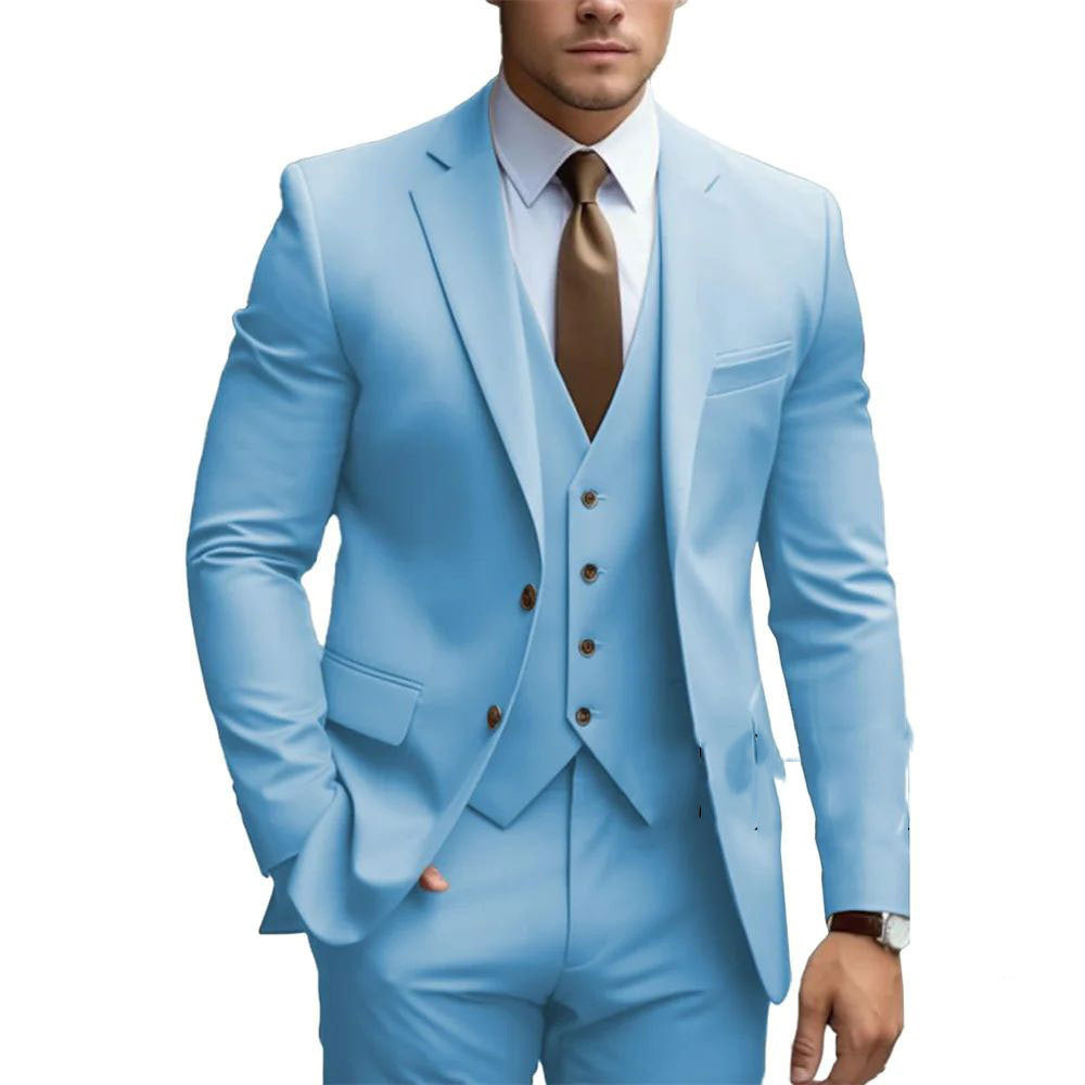 Business Casual Men's Three-piece Suit For Bridegroom Men's Wedding - globaltradeleader