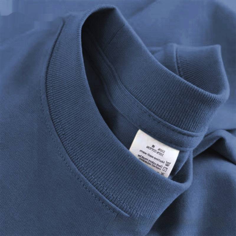 High Quality Cotton Heavy Loose Bottoming Shirt Casual Basic T-shirt Pure Cotton Retro Solid Color Round Neck Men's Short Sleeve - globaltradeleader