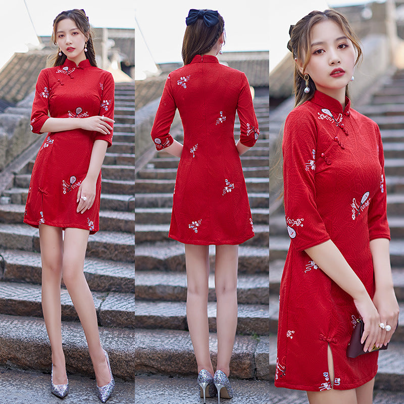 Women's Improved Young Chinese Style Autumn And Winter Dress