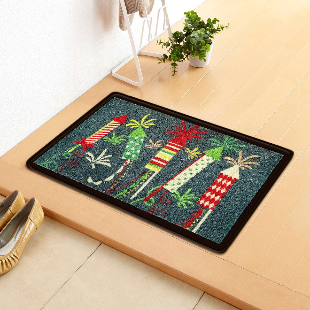 Cartoon Christmas Letters Entering The Door Carpet Floor Mat