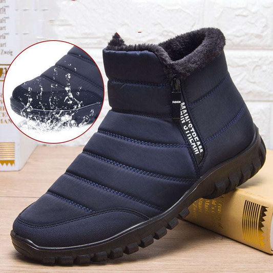 Winter Boots For Men Waterproof Warm Shoes With Plush Zipper Design - globaltradeleader