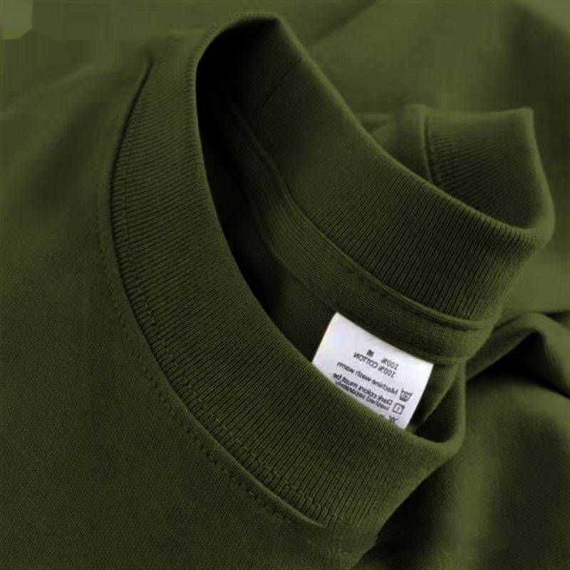 High Quality Cotton Heavy Loose Bottoming Shirt Casual Basic T-shirt Pure Cotton Retro Solid Color Round Neck Men's Short Sleeve - globaltradeleader