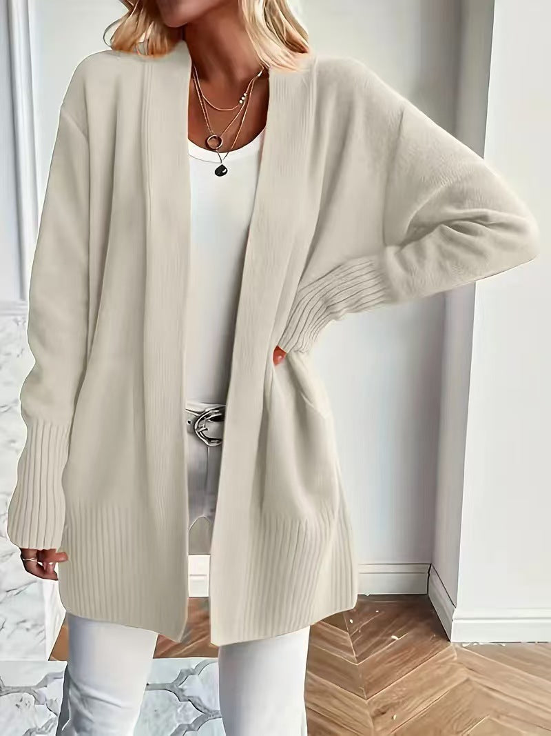 Plus Size Women's Solid Color Knit Casual Simple Cardigan - globaltradeleader