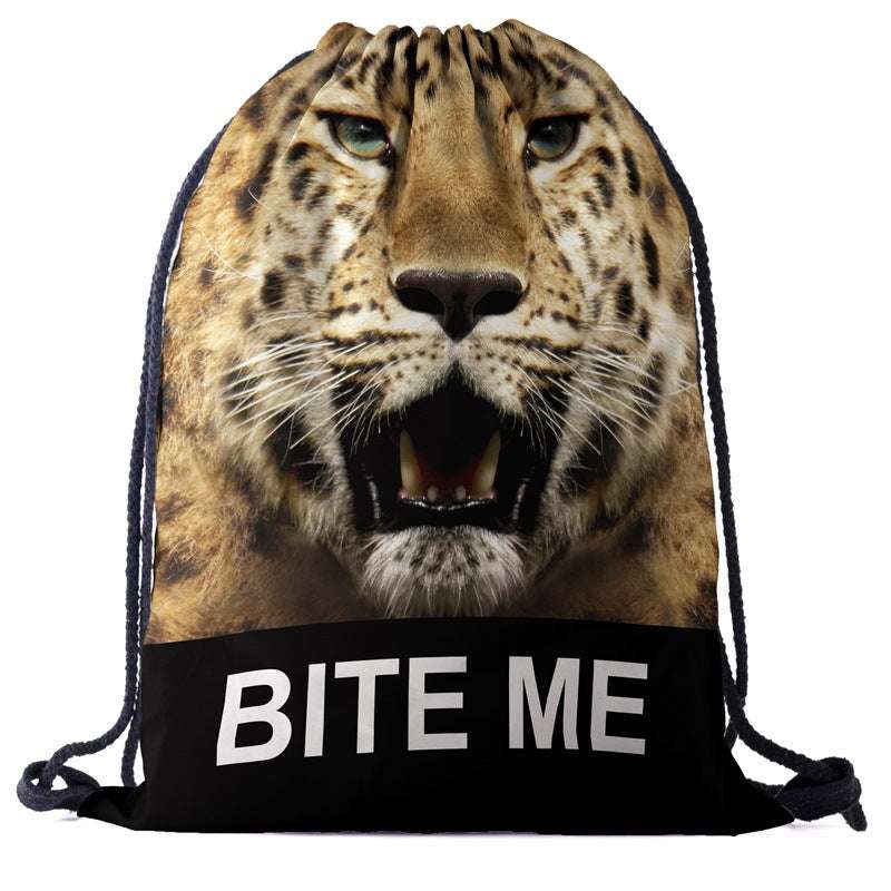 Drawstring Pocket 3d Digital Printed Animal Drawstring Bag Storage Drawstring Bag