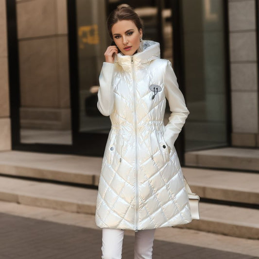 Glossy Cotton-padded Coat Vest Mid-length Women's Thickened Coat - globaltradeleader