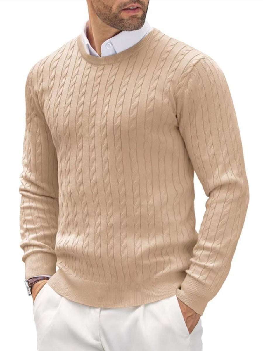 Round Neck Knitted Sweater Twisted Flower Slim Fit - globaltradeleader