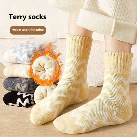 Thick Female Winter Fleece Lined Snow Warm Floor Socks - globaltradeleader