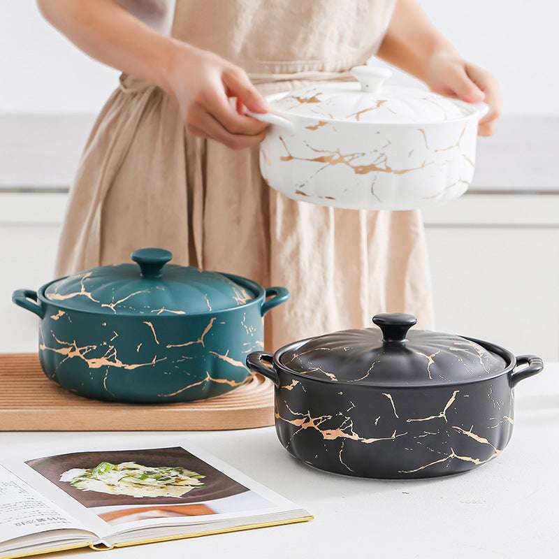 Lace Gold Series High Temperature Frosted Household Tonic Water-proof Soup Pot With Lid