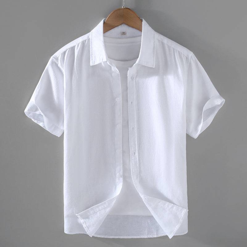 Men's Linen Short-sleeved Shirt Casual Loose - globaltradeleader