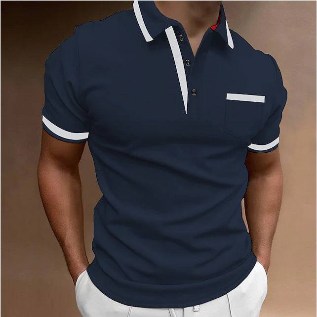 Men's Casual Square Collar Double Buckle Printed Short Sleeve - globaltradeleader