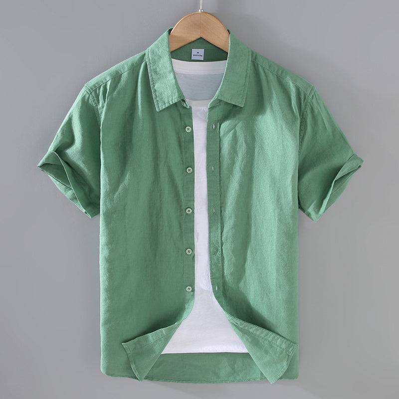 Men's Linen Short-sleeved Shirt Casual Loose - globaltradeleader