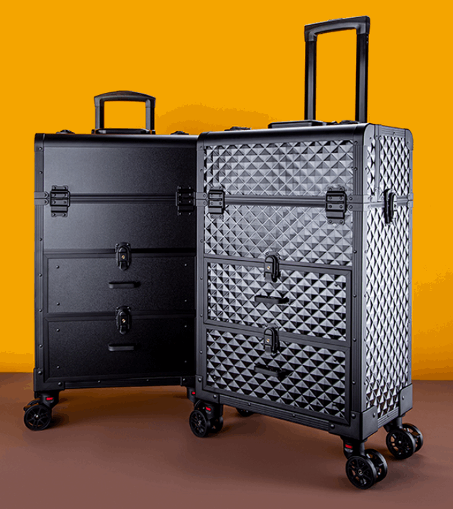 Makeup Storage Box Beauty Artist Suitcase Luxury Aluminum Rolling Wheel Barber Toolbox Vintage Manicure Embroidery Trolley Case