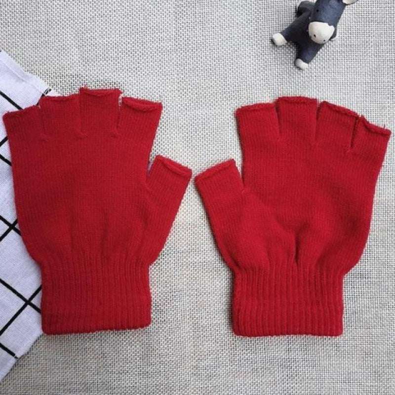 Autumn And Winter Thin Knitted Half Finger Gloves Adult Riding Cold-proof - globaltradeleader