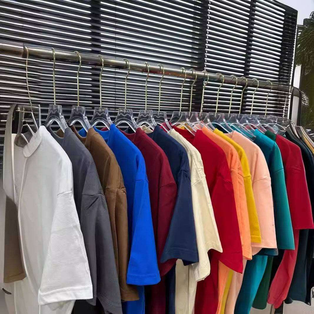 High Quality Cotton Heavy Loose Bottoming Shirt Casual Basic T-shirt Pure Cotton Retro Solid Color Round Neck Men's Short Sleeve - globaltradeleader