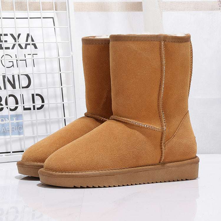 Middle Tube Plus Velvet Warm  Boots Student Cotton Shoes - globaltradeleader